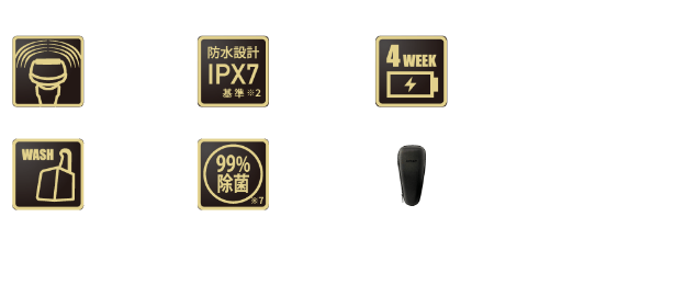 音波駆動 本体丸洗いOK 約4週間充電不要※5 全自動※6クリーニング充電システム 清潔メンテナンス ハードケース 使用可能日数:約28日※5/充電・交流式/定格電圧 AC100-240V/本体質量:約272g